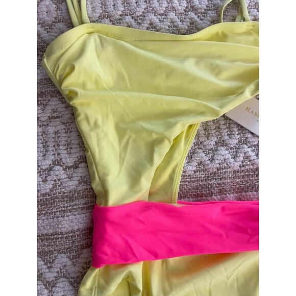 Ramy Brook XS Swimsuit Colorblock Strapless + Straps Yellow Colorblock Gigi Swim - Picture 7 of 9